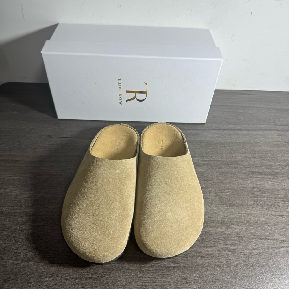 The Row Suede Slip-On Mules in Light Beige - Picture 6 of 6